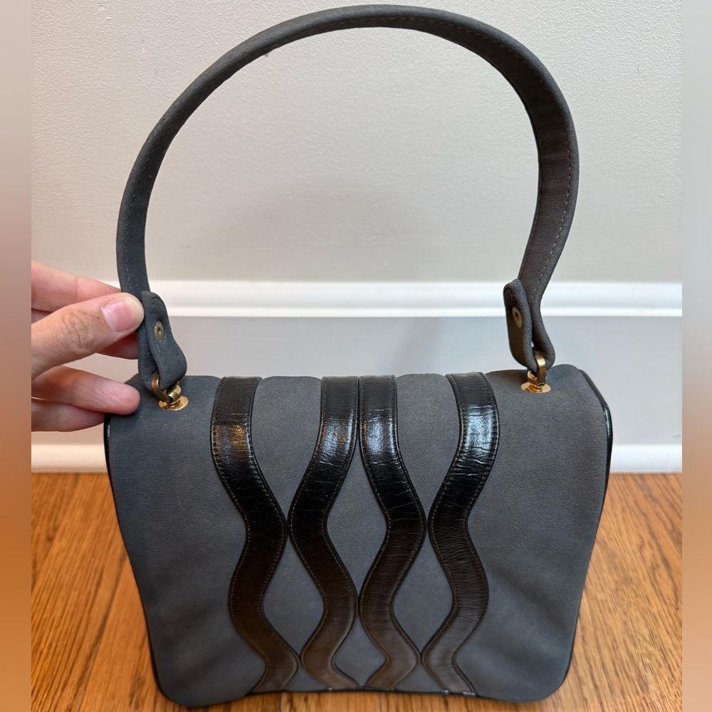 Vintage Bags of Francois California Black Structured Top Handle Handbag